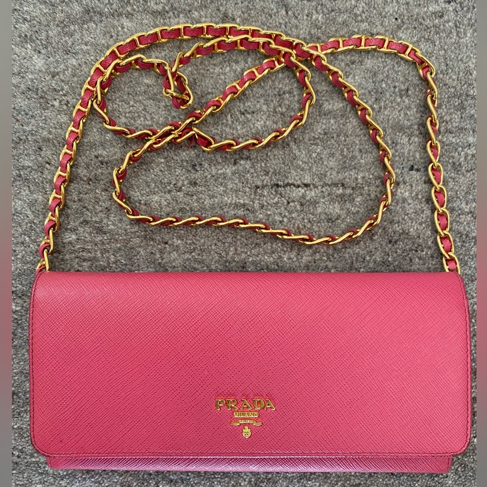 Prada Saffiano Leather Wallet on Chain